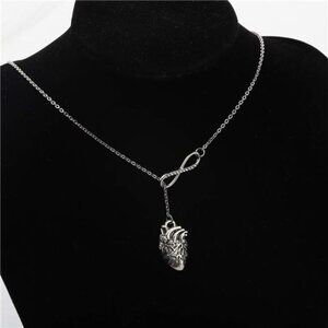 Anatomical Heart Charm Pendant Adjustable Chain Jewelry Gift